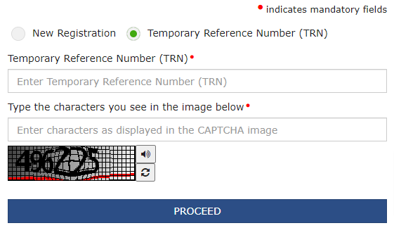 Temporary Reference Number Registration Form