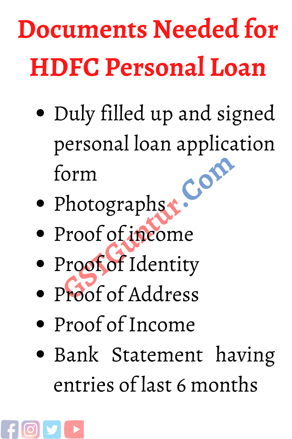 Documents Needed for HDFC Bank Personal Loan