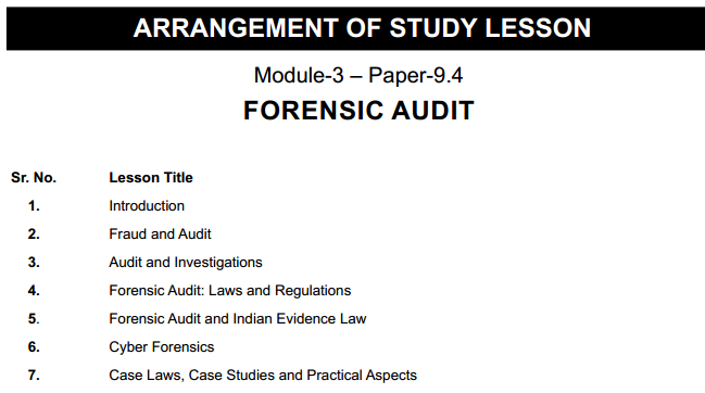 CS Professional Forensic Audit Syllabus