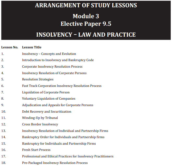 CS Professional Insolvency Law and Practice Syllabus