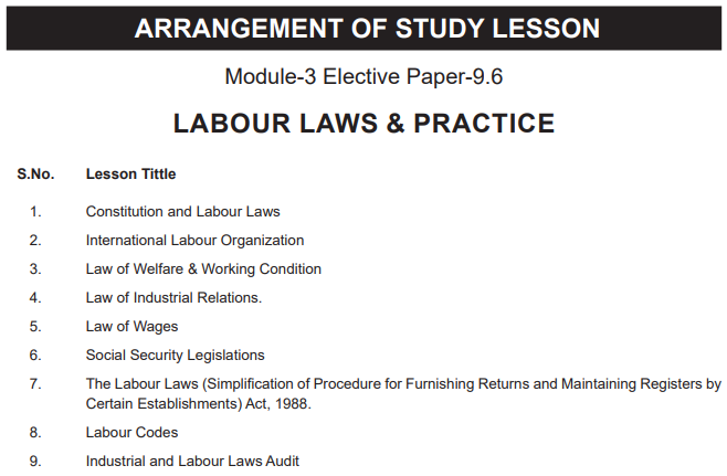 CS Professional Labour Laws and Practice Syllabus