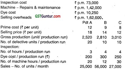 Activity Based Costing - CA Inter Costing Question Bank 29