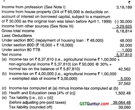 Computation of Total Income and Tax Payable – CA Inter Tax Question Bank 18