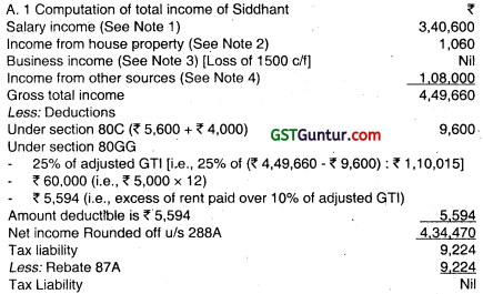 Computation of Total Income and Tax Payable – CA Inter Tax Question Bank 3