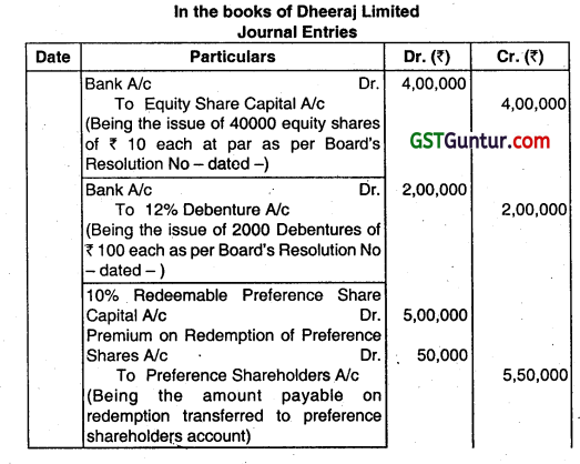 Redemption of Preference Shares - CA Inter Accounts Question Bank 5