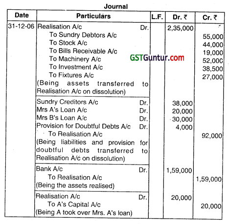 Dissolution of Partnership Firms - CA Inter Advanced Accounting Question Bank 20